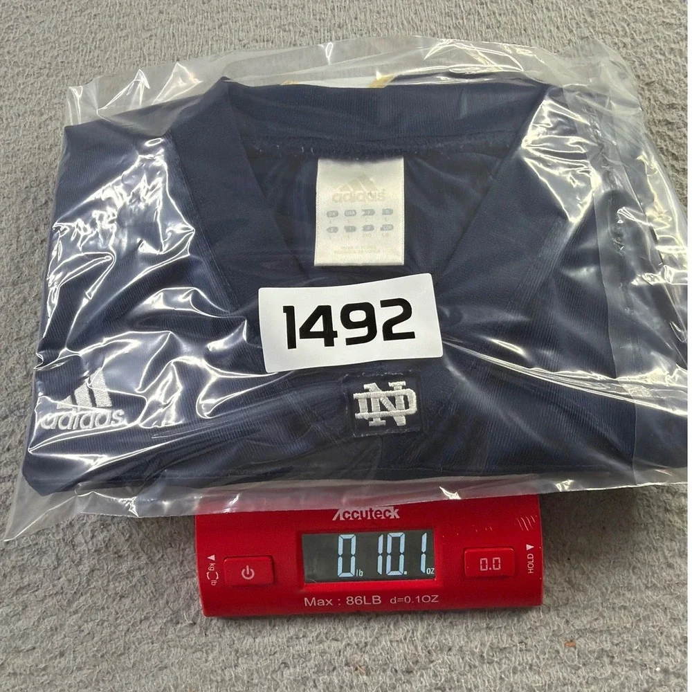 VTG Adidas Notre Dame Fighting Irish Football Jersey Mens L Blue #7 Mesh V-Neck